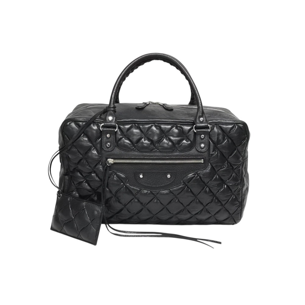 BALENCIAGA Matelasse City Handbag Black Leather